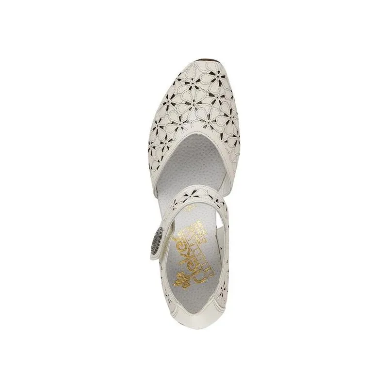 Rieker OFF WHITE Mary Jane Bar Low Heel  Shoe 43786-80