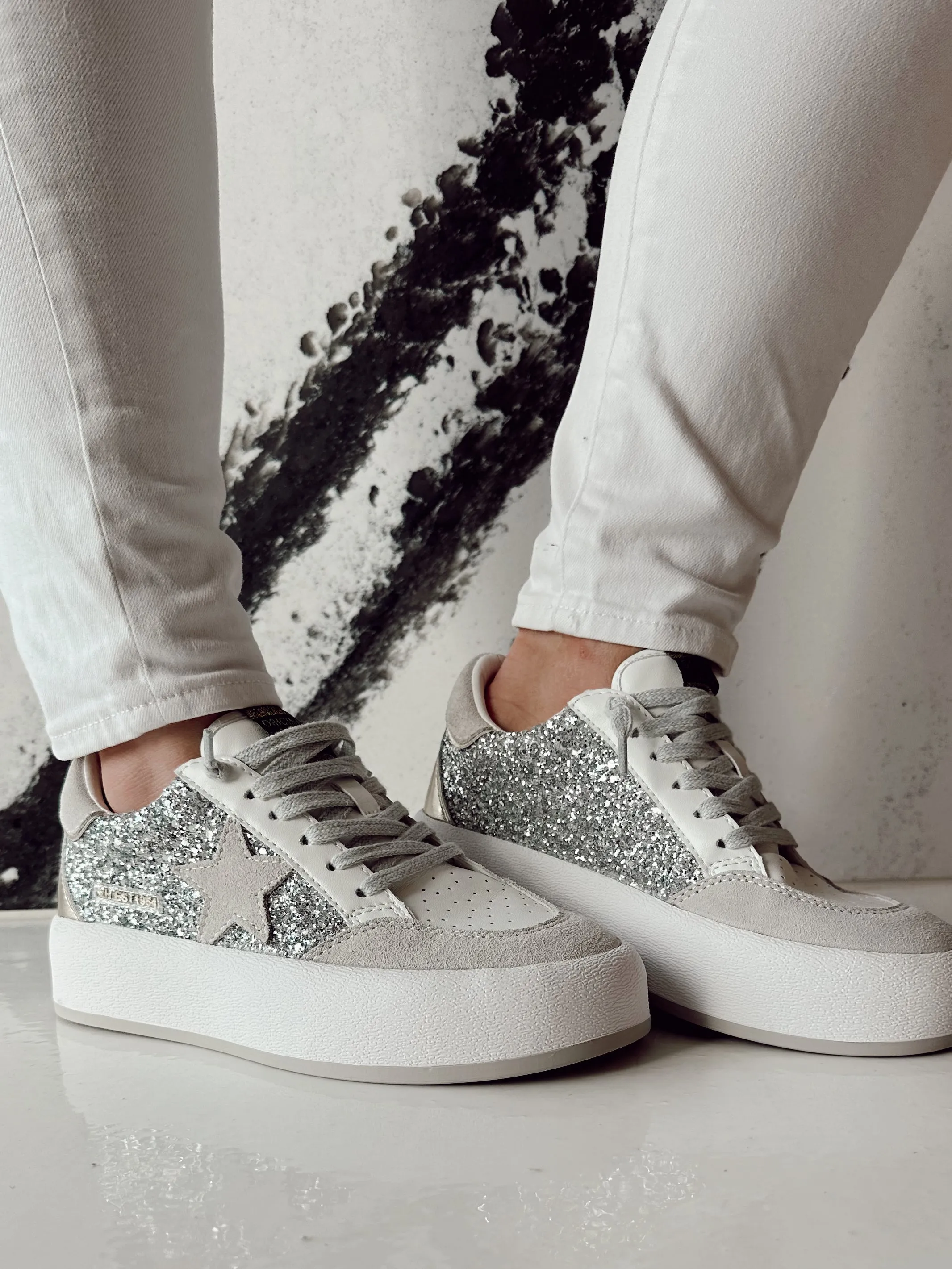 Silver Sequin VH Platform Sneakers