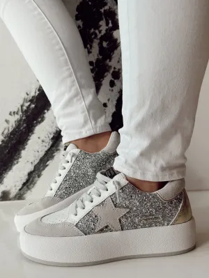Silver Sequin VH Platform Sneakers