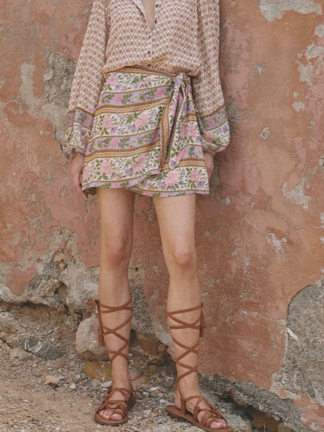 SPELL Sienna Wrap Skirt in Clay