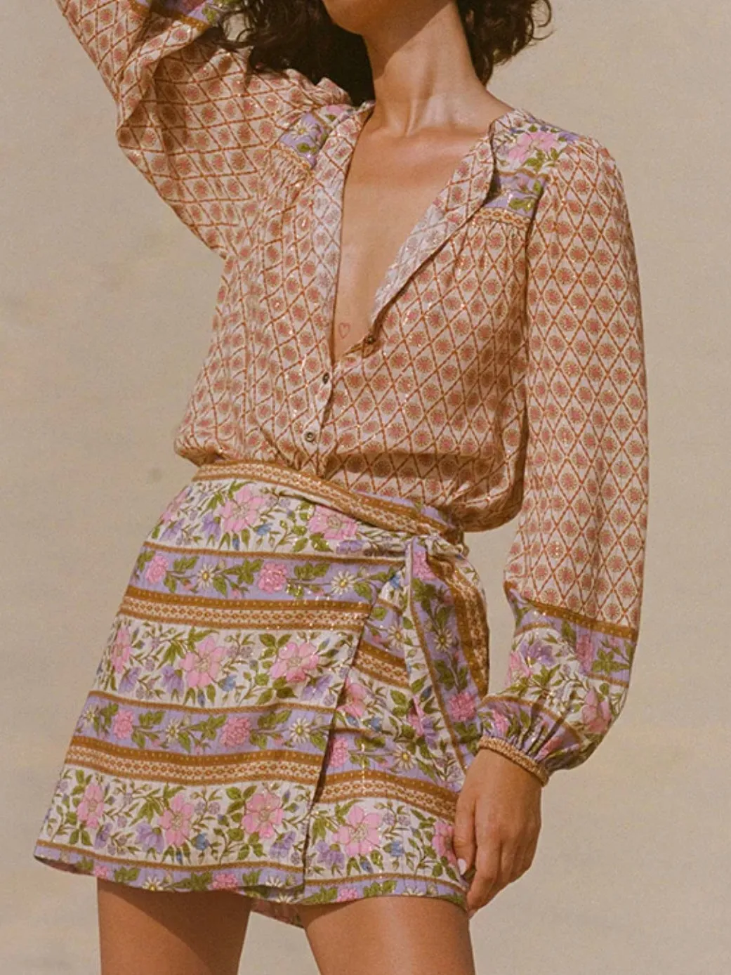 SPELL Sienna Wrap Skirt in Clay