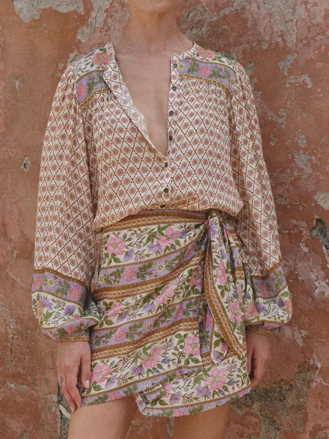 SPELL Sienna Wrap Skirt in Clay