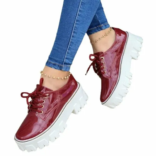 Thick Heel Increased Flat Platform Oxford Women Shoes