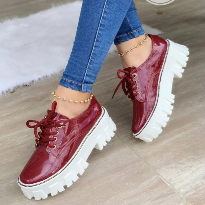 Thick Heel Increased Flat Platform Oxford Women Shoes