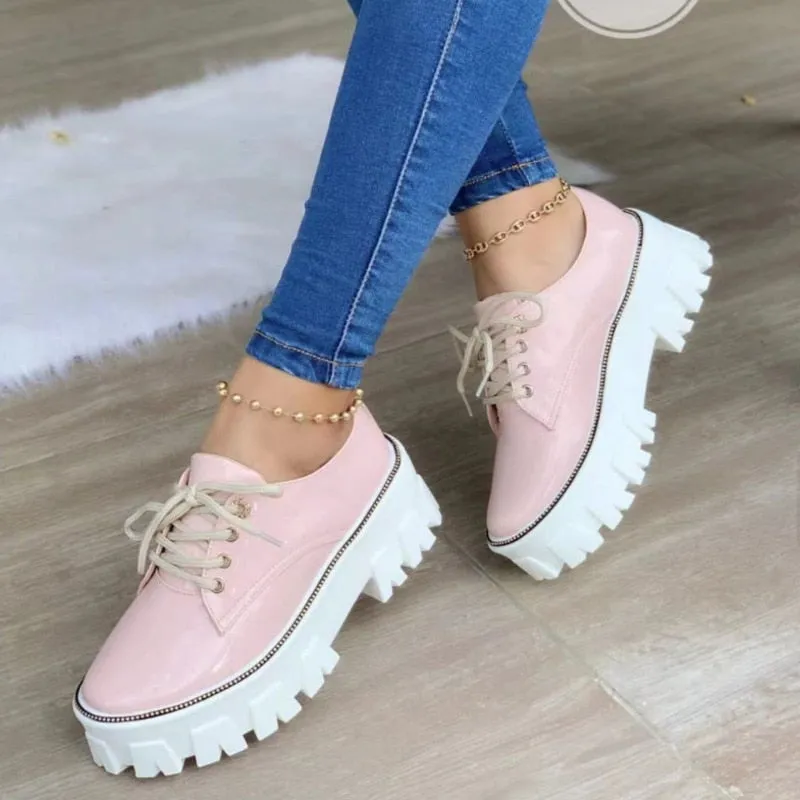 Thick Heel Increased Flat Platform Oxford Women Shoes