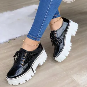 Thick Heel Increased Flat Platform Oxford Women Shoes