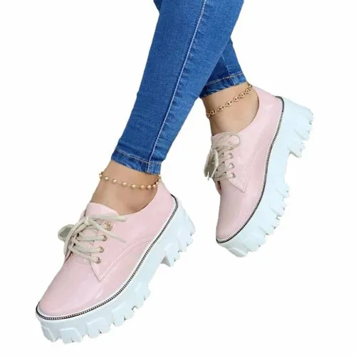 Thick Heel Increased Flat Platform Oxford Women Shoes
