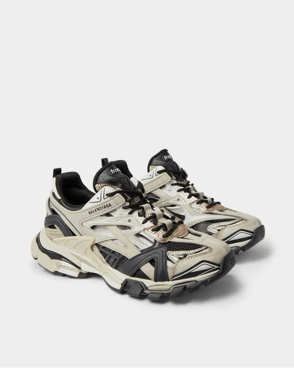 Track.2 Nylon, Mesh and Rubber  Beige low top sneakers