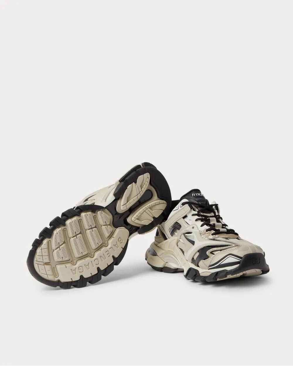 Track.2 Nylon, Mesh and Rubber  Beige low top sneakers