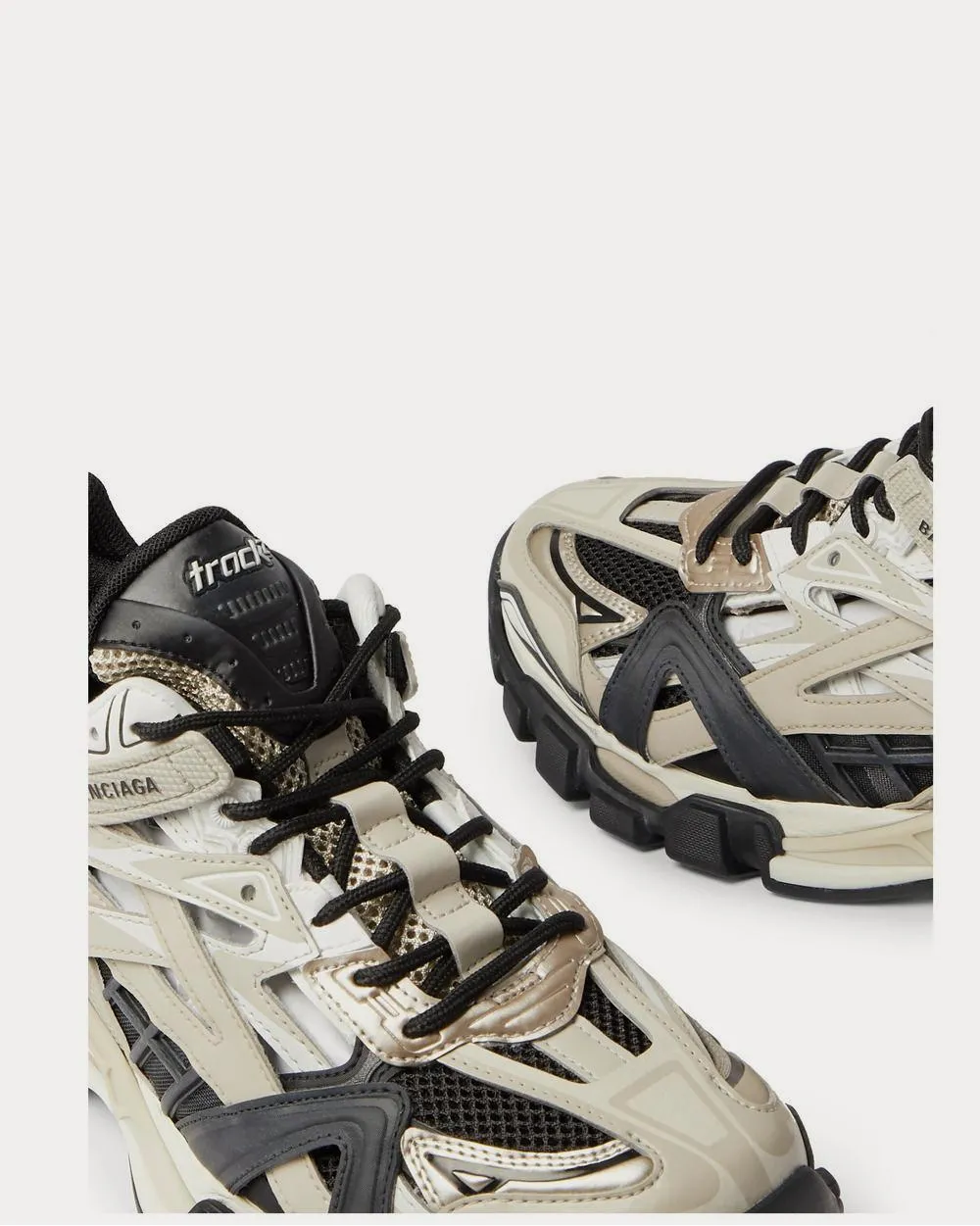 Track.2 Nylon, Mesh and Rubber  Beige low top sneakers