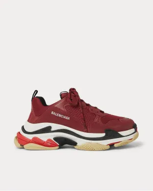 Triple S Mesh, Nubuck and Leather  Burgundy low top sneakers