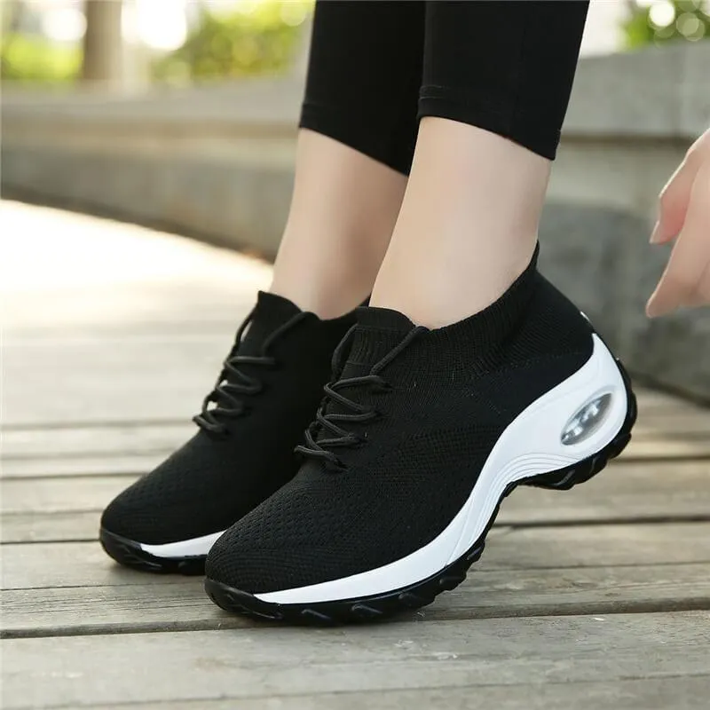 Vanccy Lace Up Walking Running Shoes Platform Sneakers