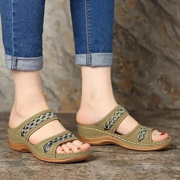 Vanccy Premium Faux Leather Embroidery Women Sandals