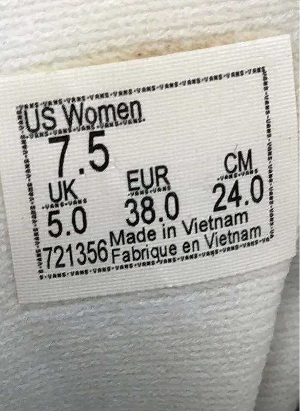 Vans Women's White High Top Lace-Up Athletic Shoes - Size 7.5