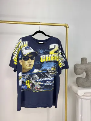 VINTAGE NASCAR ALL-OVER PRINT JIMMIE JOHNSON T-SHIRT