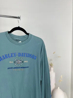 VINTAGE TEAL 1999 HARLEY DAVIDSON LONGSLEEVE T-SHIRT