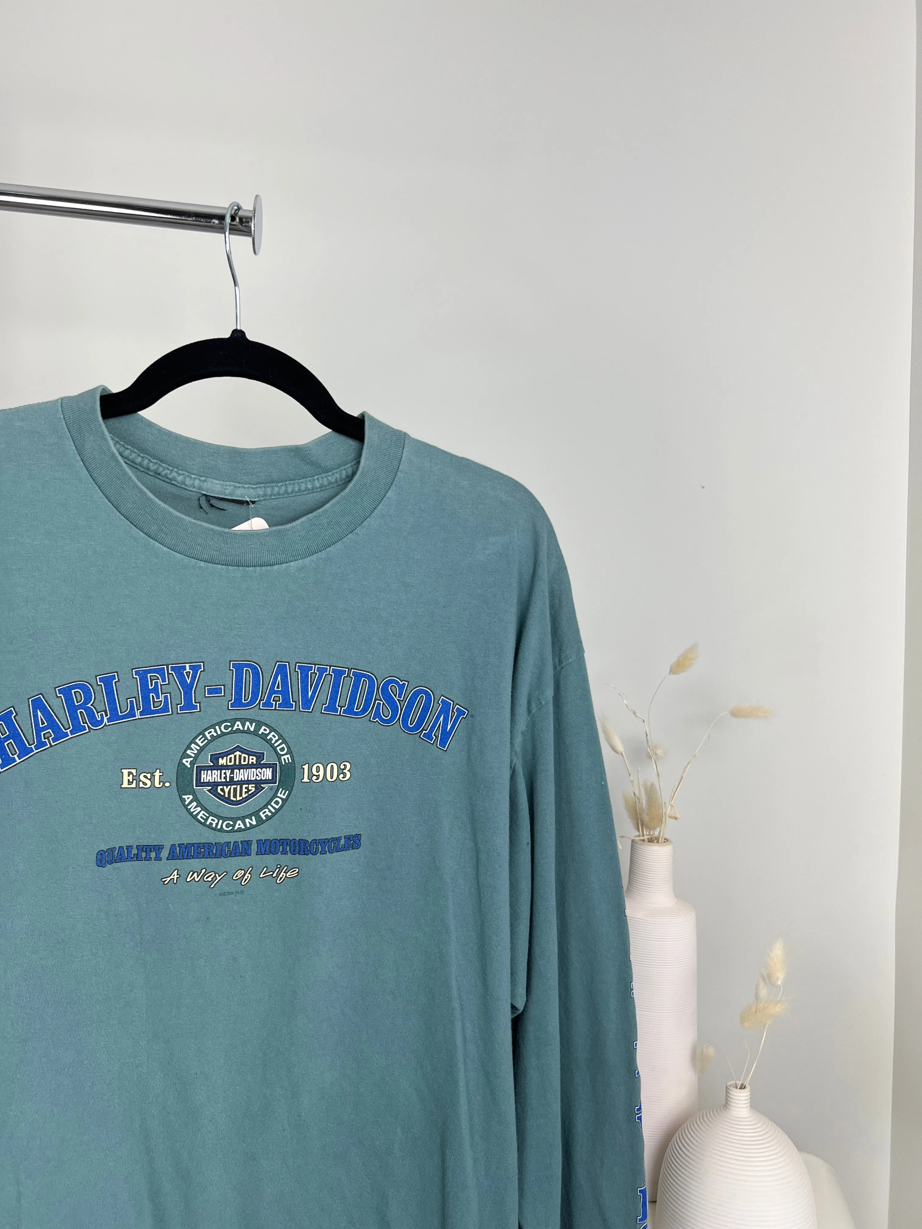 VINTAGE TEAL 1999 HARLEY DAVIDSON LONGSLEEVE T-SHIRT
