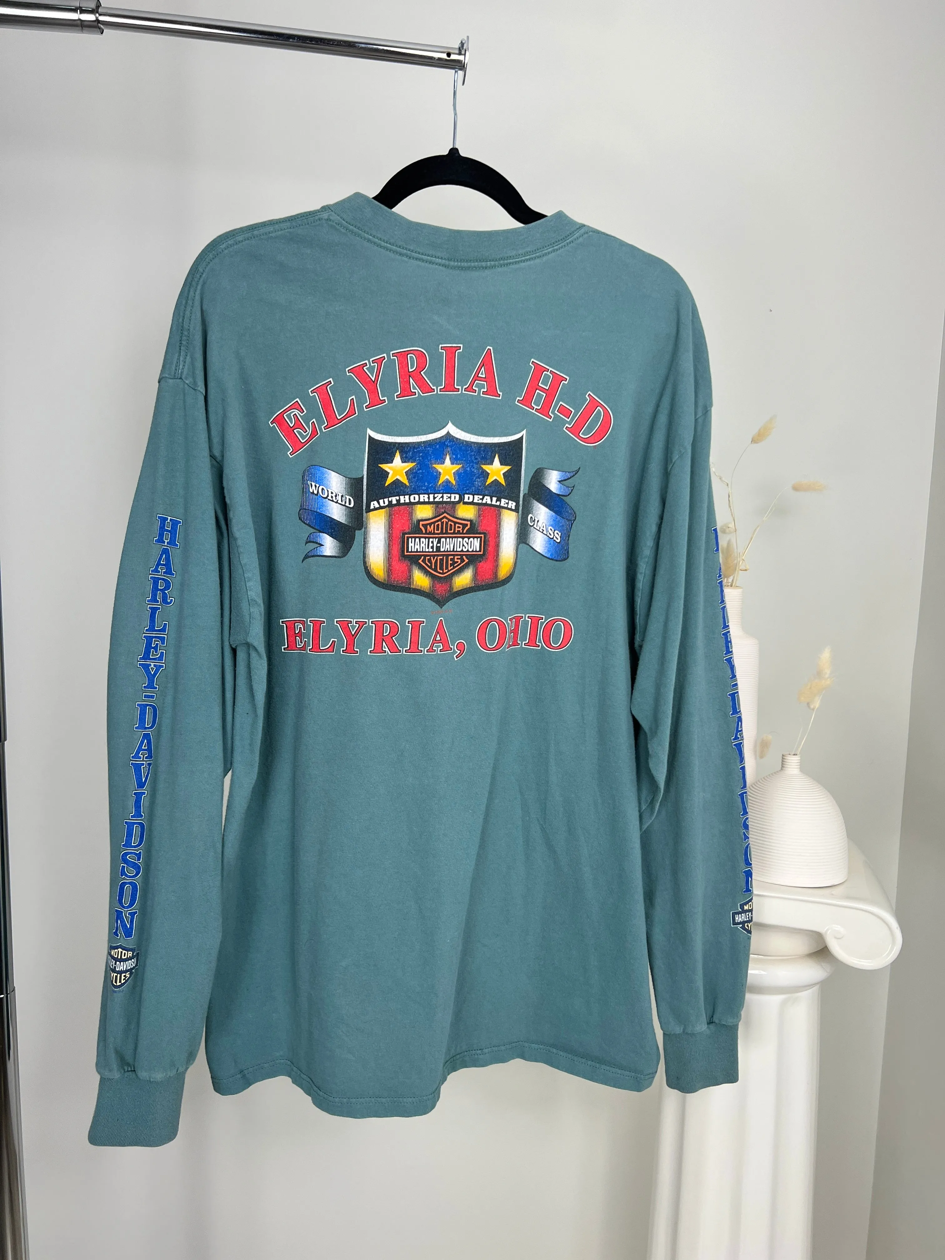 VINTAGE TEAL 1999 HARLEY DAVIDSON LONGSLEEVE T-SHIRT