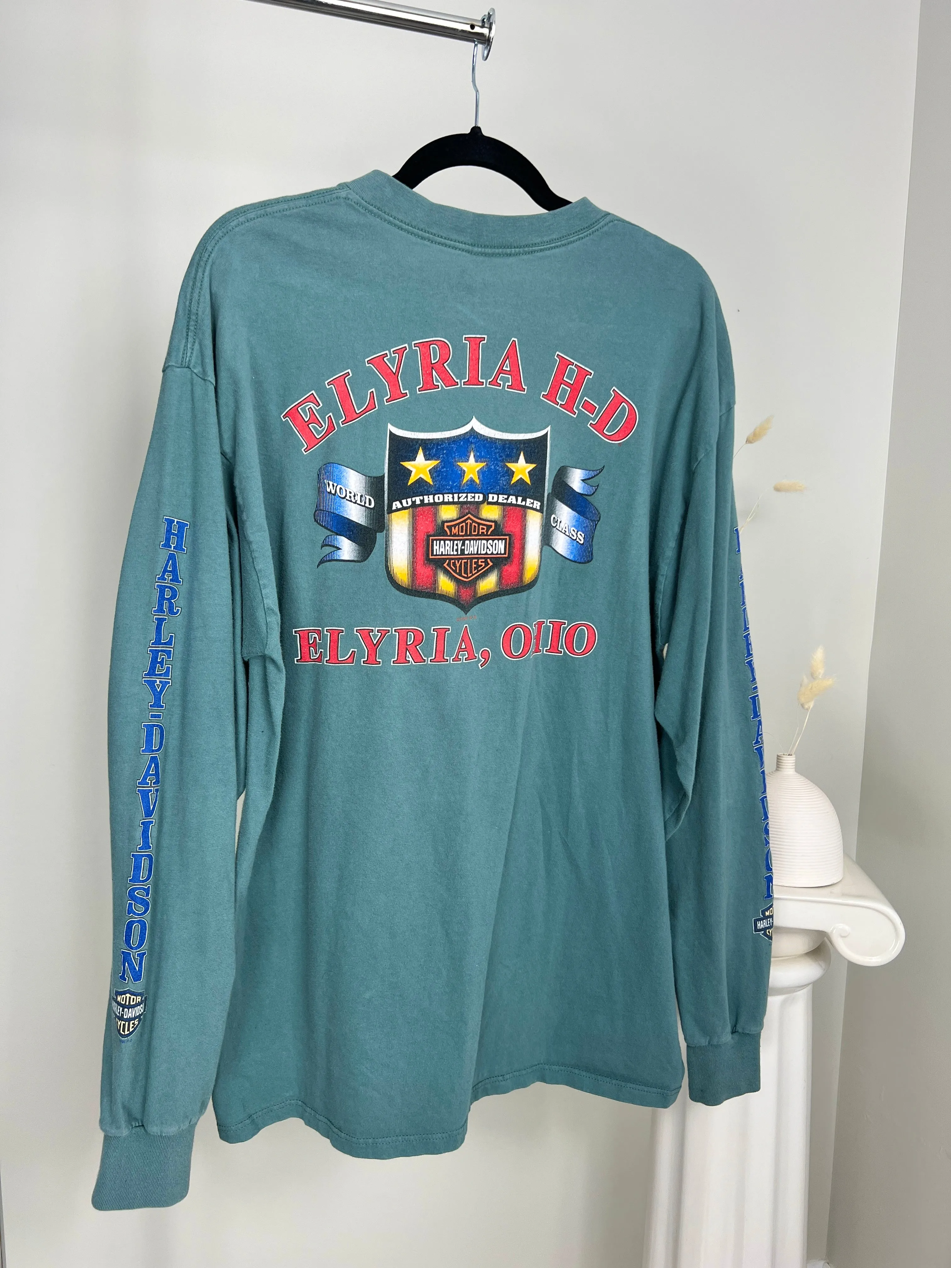 VINTAGE TEAL 1999 HARLEY DAVIDSON LONGSLEEVE T-SHIRT