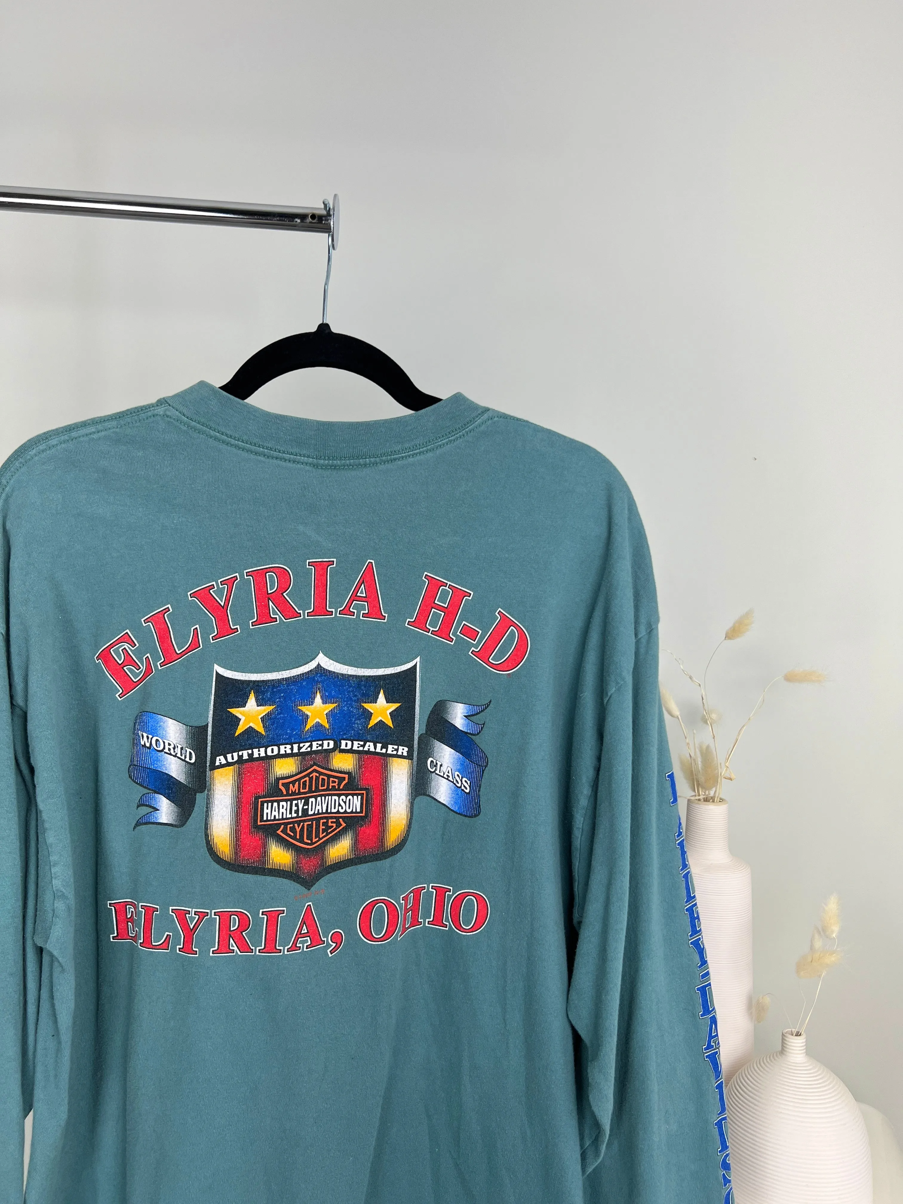 VINTAGE TEAL 1999 HARLEY DAVIDSON LONGSLEEVE T-SHIRT