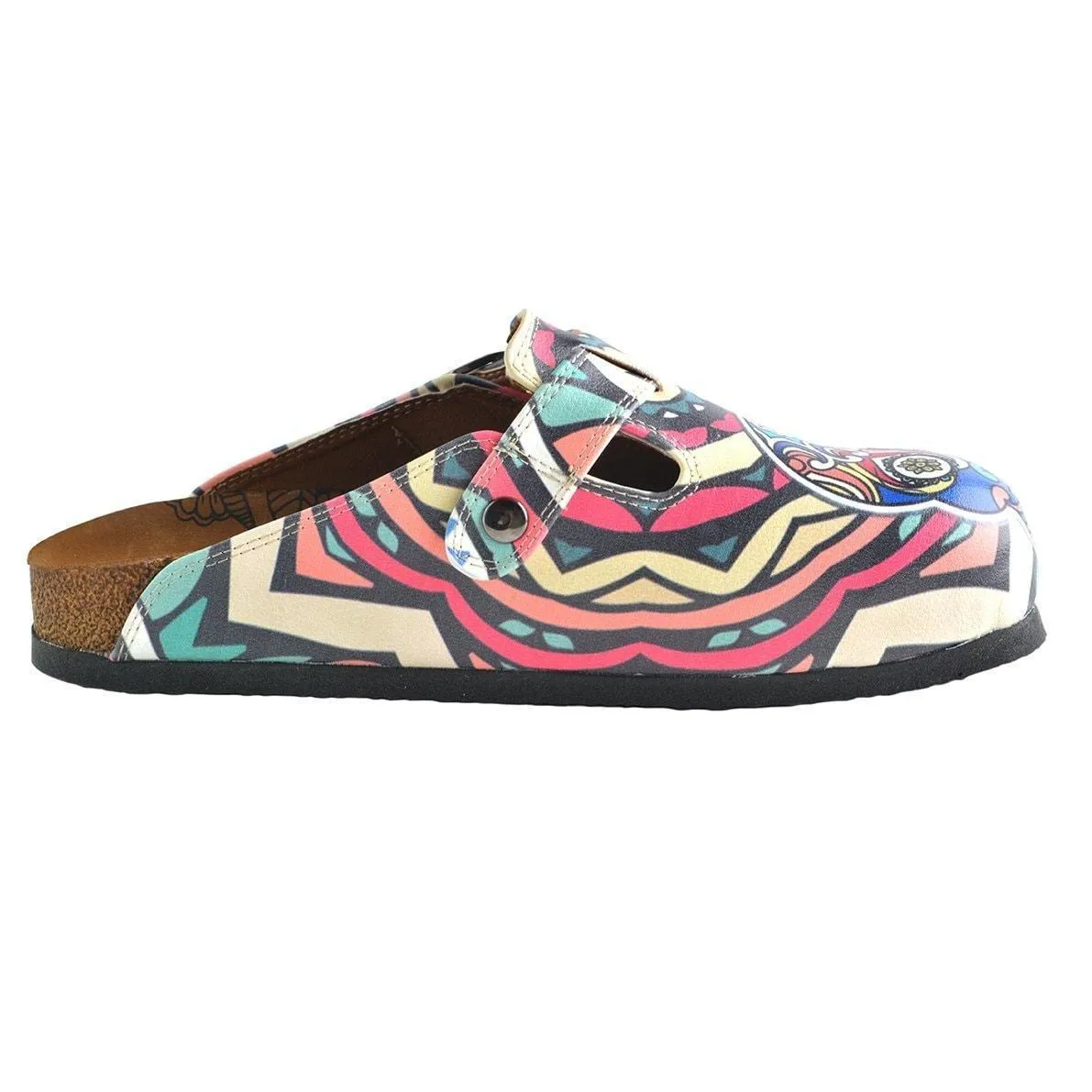 White & Pink Skull Clogs WCAL356