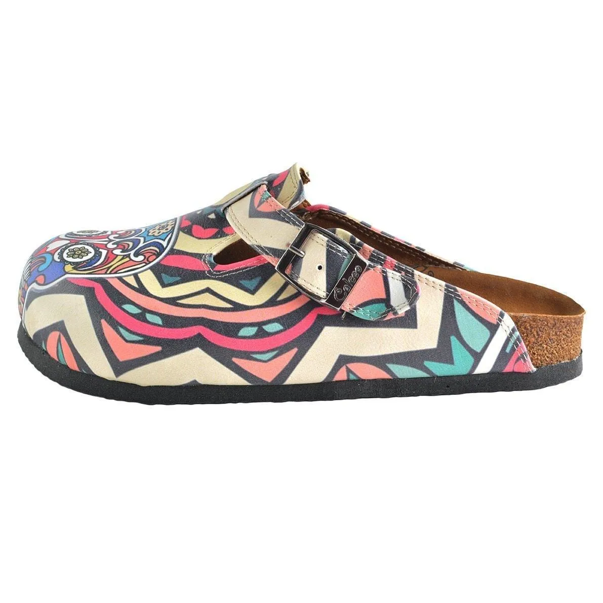 White & Pink Skull Clogs WCAL356