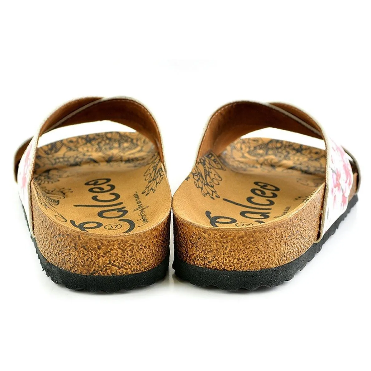White & Red Floral Cross-Strap Sandal CAL1103