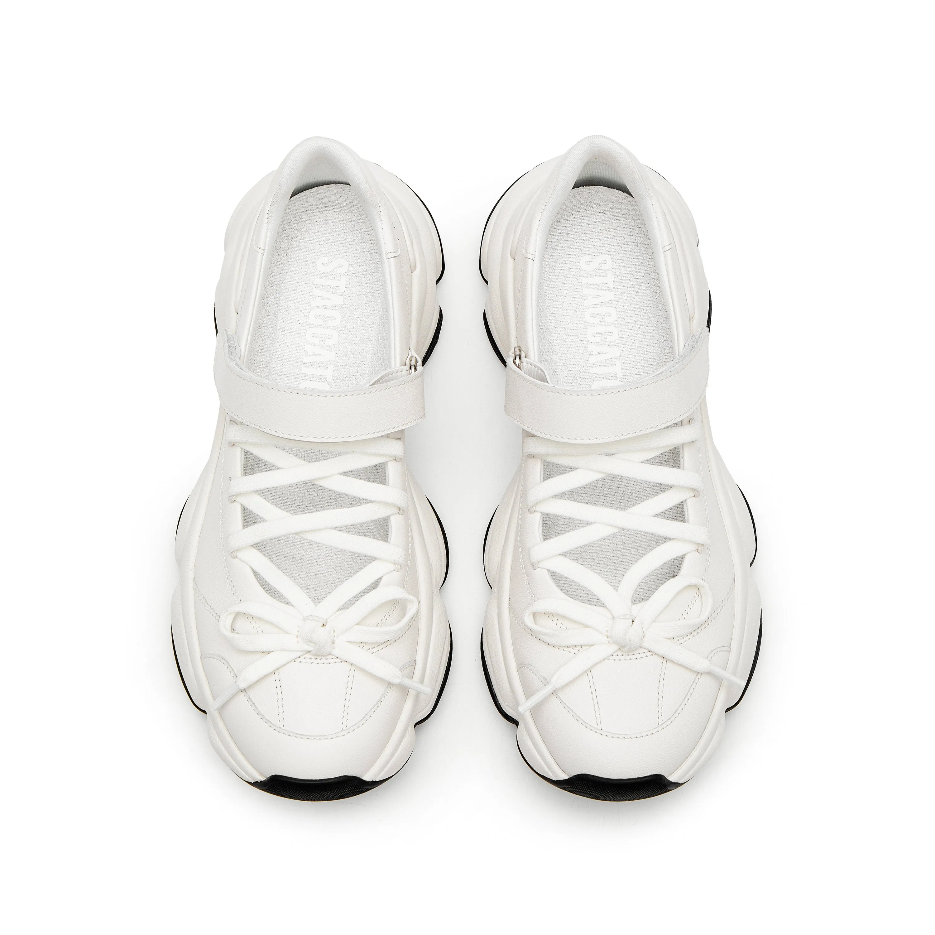 White Bow Tie Velcro Chunky Sneakers
