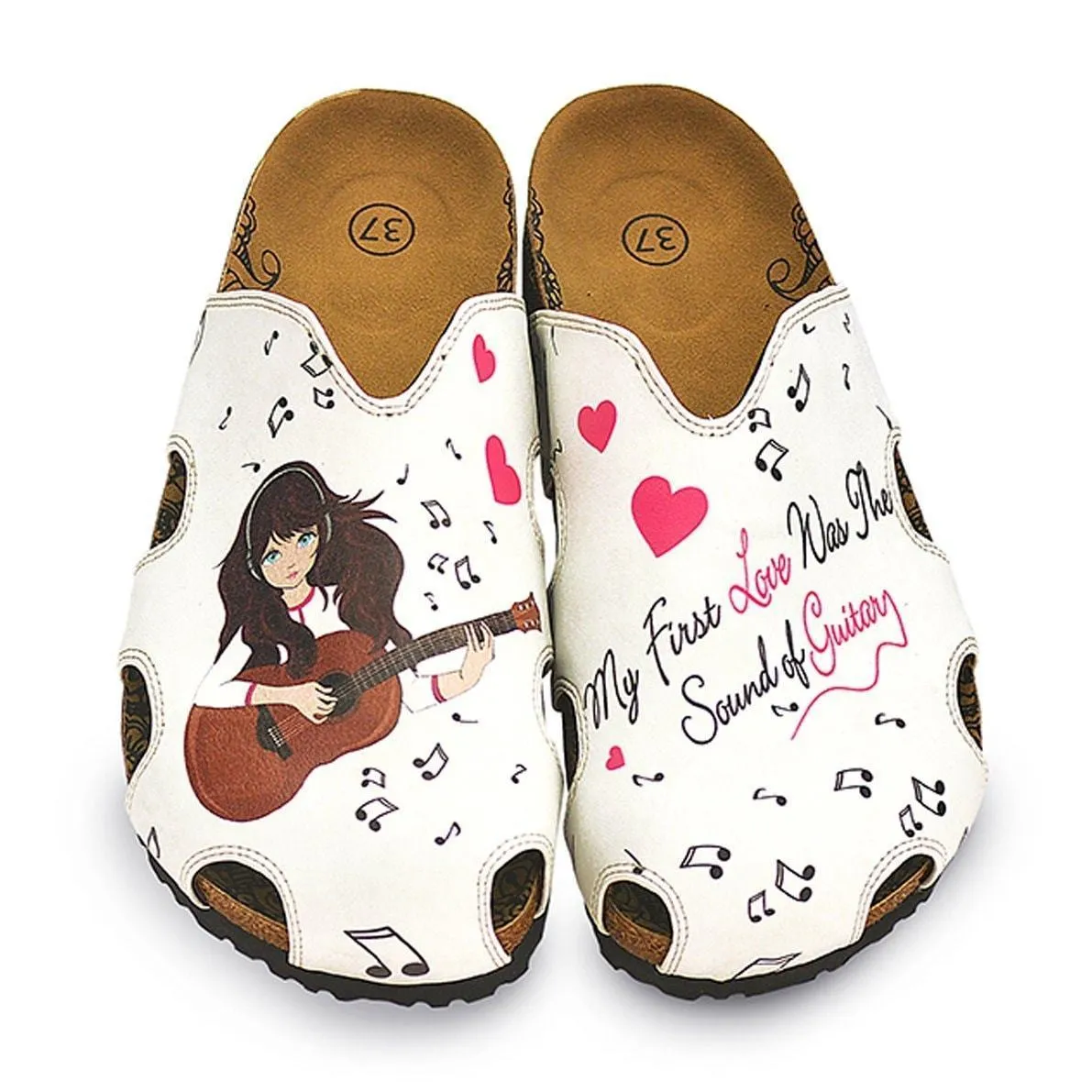 White Love & Guitar Clogs WCAL602