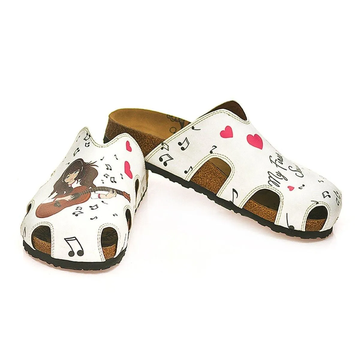 White Love & Guitar Clogs WCAL602