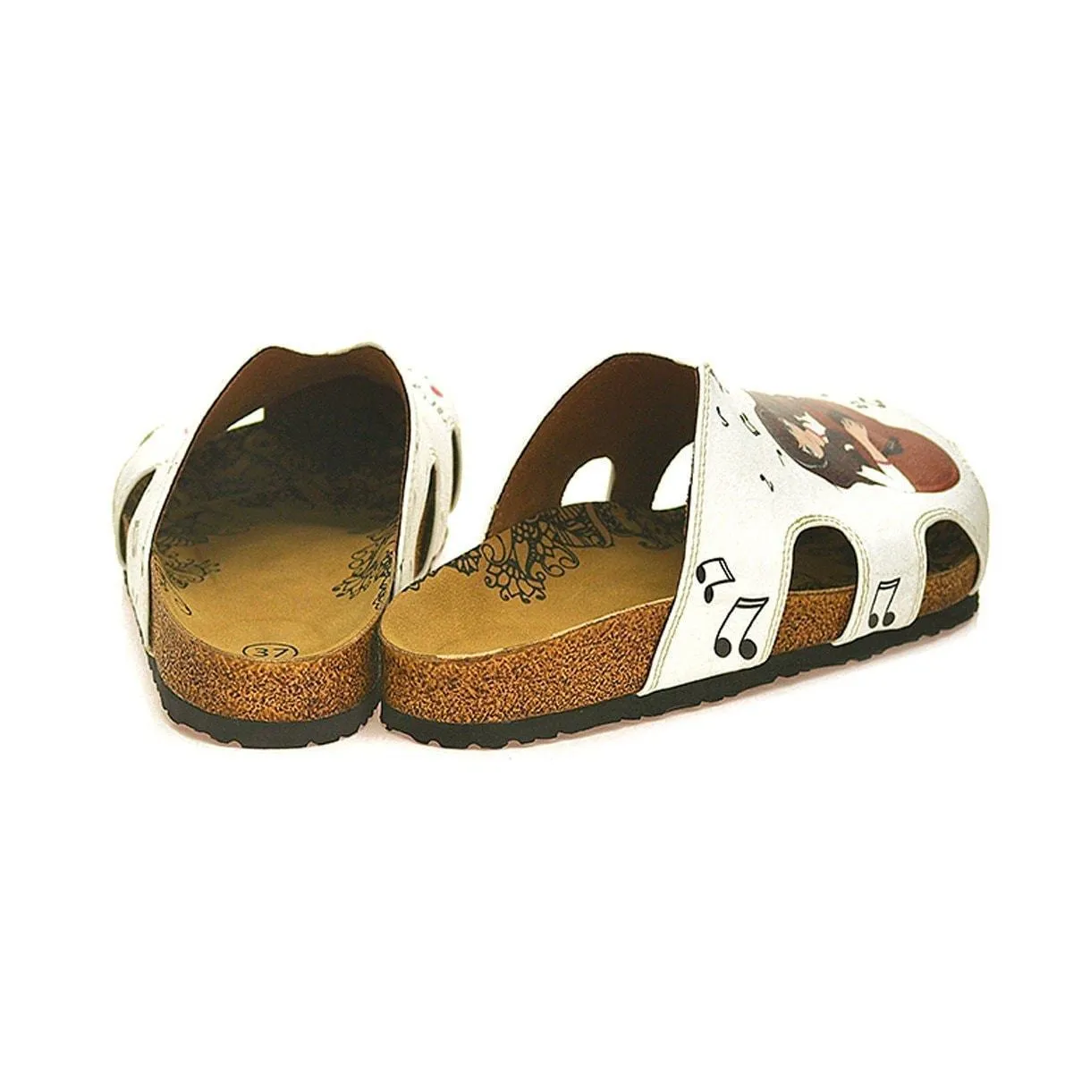 White Love & Guitar Clogs WCAL602
