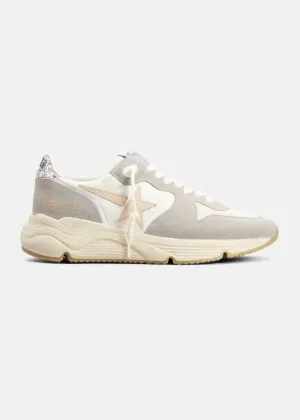 Women's Running Sole Mixed Media Sneaker In Silver/white/cream/smoke Grey