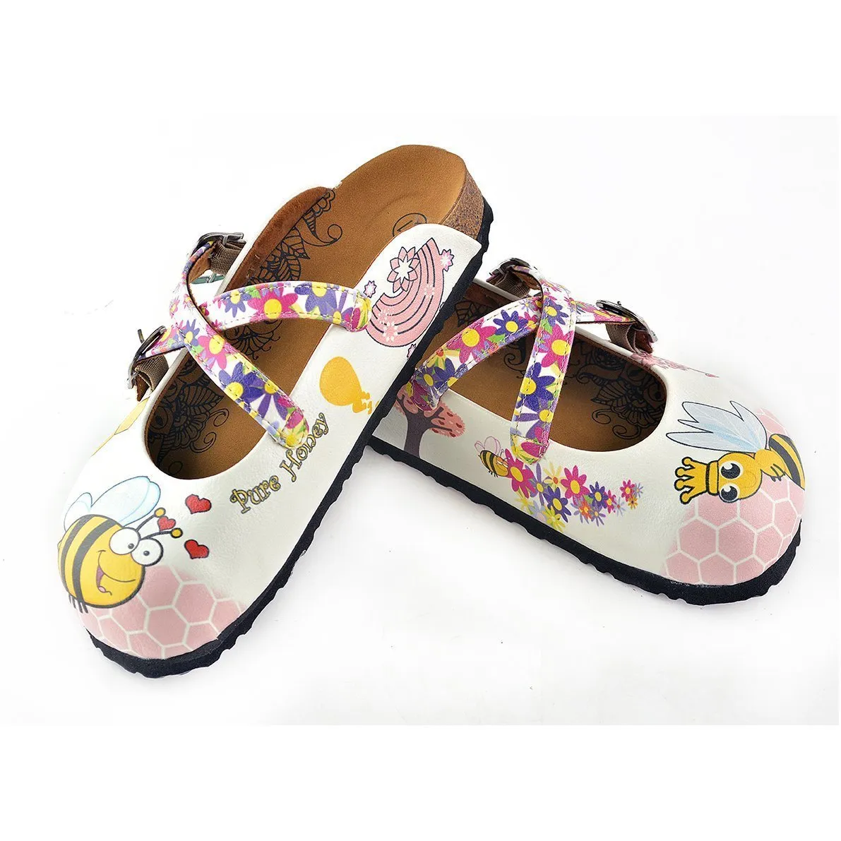 Yellow & Pink Bee Clogs WCAL123